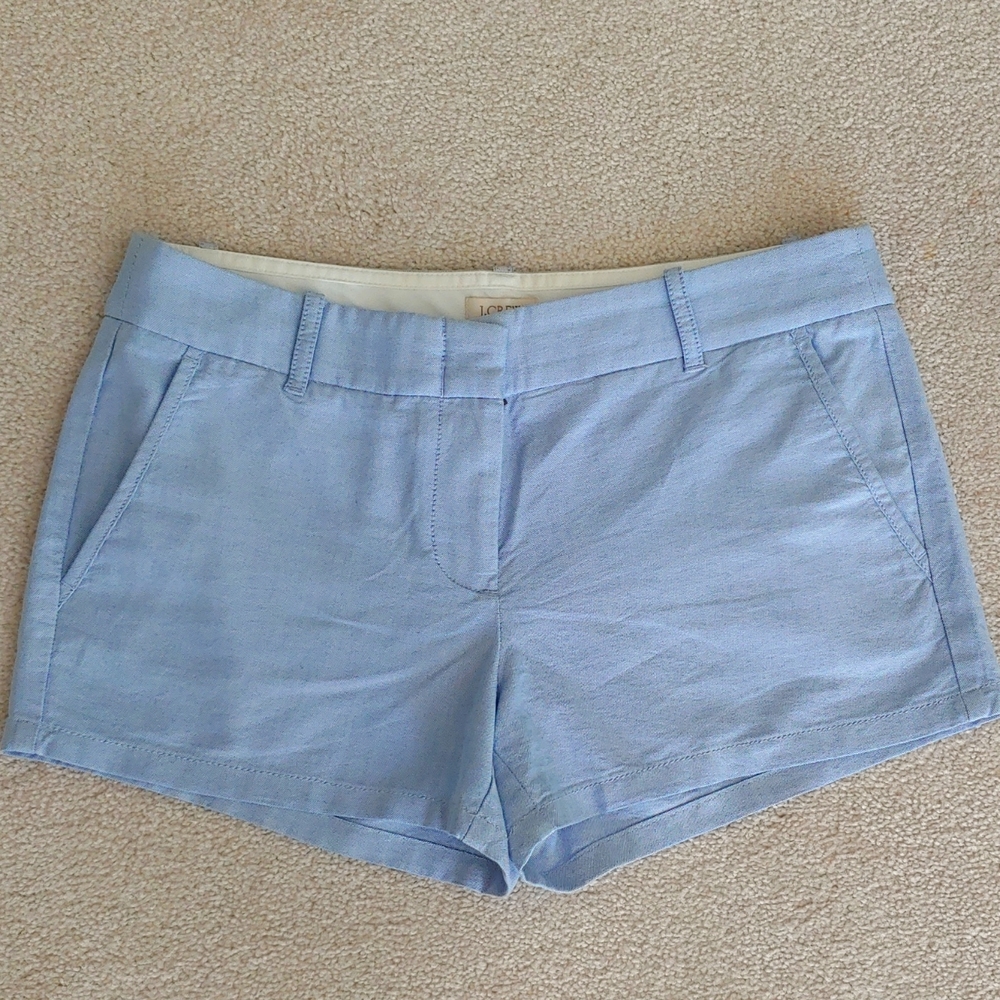 J Crew 3"inseam shorts, blue oxford, size 4, excellent condition